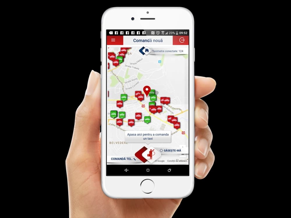 Taxi Cornisa app în mână