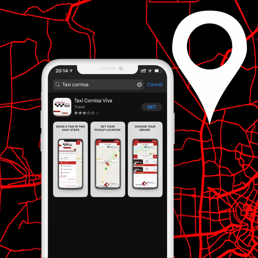 Taxi Cornisa app în mână